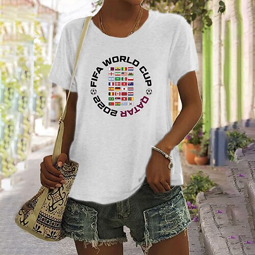 

Women's T shirt Tee Green Blue Pink Graphic Letter Print Short Sleeve Daily Holiday Basic Round Neck Regular Painting S