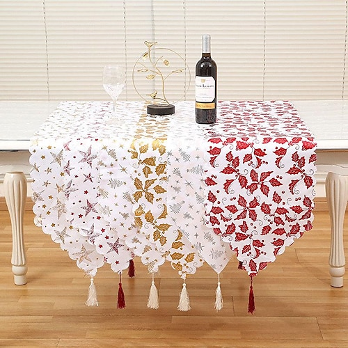 

Christmas Table Runner, Seasonal Winter Xmas Holiday Kitchen Dining Table Decoration for Indoor Outdoor Home Party Decor