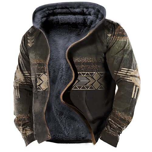 

Herre Fleece-jakke Hettegenser med full glidelås Hettegenser i fleece Sherpa jakke Blå Brun kaffe Med hette Grafiske trykk Glidelås Trykt mønster Avslappet Daglig Sport 3D-utskrift Fleece