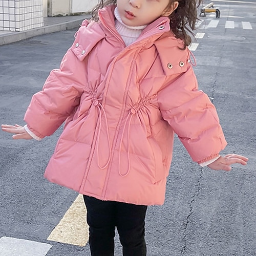 

Toddler Girls' Down Coat Solid Color Active Outdoor Cotton Coat Outerwear 3-7 Years Winter Purple Pink