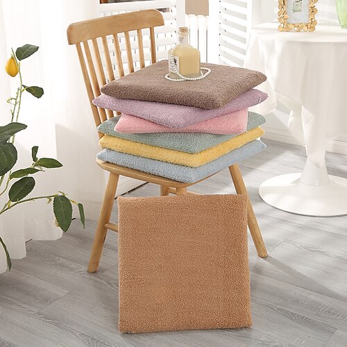 

Plush Memory Cotton Cushion Seat Cushion Super Soft Crystal Velvet Solid Color Chair Cushion Home Office Seat Bar Dining Chair Seat Pads Garden Floor Cushion