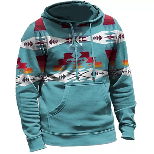 

Men's Pullover Hoodie Sweatshirt Blue Hooded Graphic Prints Print Daily Sports 3D Print Basic Boho Streetwear Spring Fall Clothing Apparel Hoodies Sweatshirts Long Sleeve