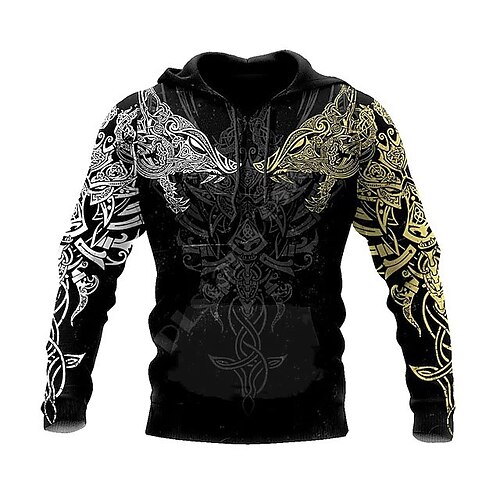 

Herren Unisex Hoodie Sweatshirt Kapuze Schwarz Mit Kapuze Grafik-Drucke Vikinger Bedruckt Täglich Sport 3D-Druck Strassenmode Designer Casual Frühling Herbst Bekleidung Kapuzenpullover Sweatshirts