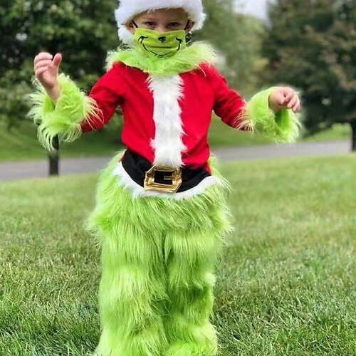 

2 Pieces Toddler Boys Ugly Christmas T-shirt & Pants Outfit Solid Color Long Sleeve Cotton Set Outdoor Fashion Daily Winter Fall 3-7 Years Green