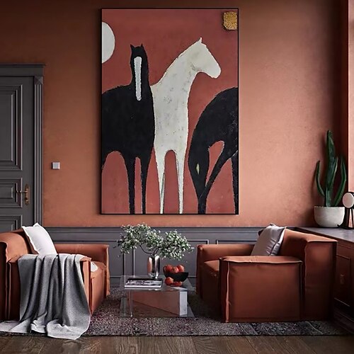 

Handmade Oil Painting Canvas Wall Art Decoration Modern Abstract Animal Horse for Home Decor Rolled Frameless Unstretched Painting