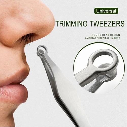 

Universal Nose Hair Trimming Tweezers Stainless Steel Eyebrow Nose Hair Cut Manicure Facial Trimming Makeup Scissors