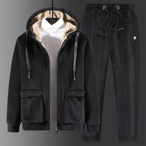 

Men's Tracksuit Sweatsuit 1 2 3 4 5 Hooded Solid Color 2 Piece Sports Outdoor Casual Sports Basic Streetwear Sportswear Winter Fall Clothing Apparel Hoodies Sweatshirts Long Sleeve