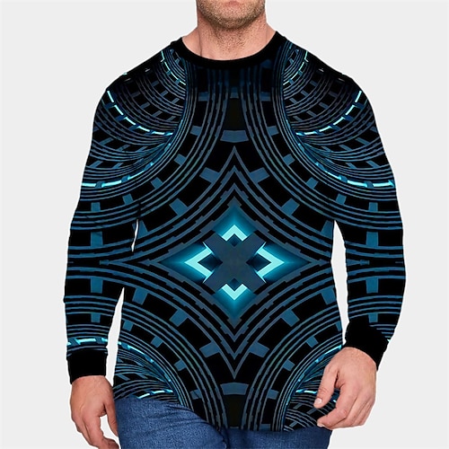 

Men's Plus Size T shirt Tee Big and Tall Geometric Crew Neck Spring & Fall Basic Designer Comfortable Big and Tall Outdoor Street Tops