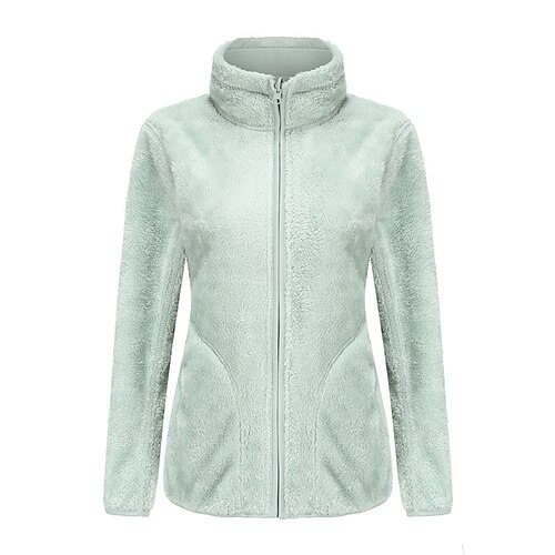 

Women's Sherpa jacket Fleece Jacket Teddy Coat Warm Breathable Outdoor Daily Wear Vacation Going out Pocket Zipper Stand Collar Elegant Lady Comfortable Solid Color Regular Fit Outerwear Long Sleeve
