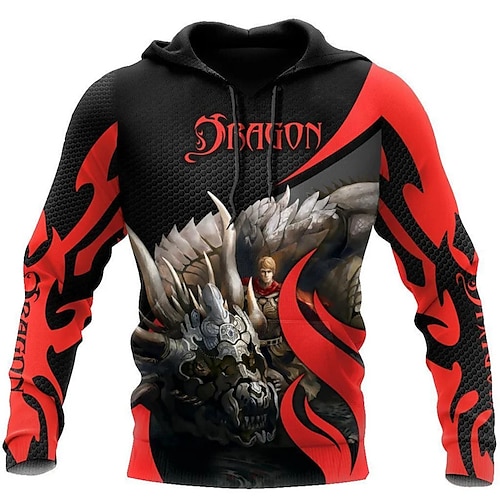 

Men's Pullover Hoodie Sweatshirt Green Blue Purple Yellow Orange Hooded Dragon Graphic Prints Print Daily Sports 3D Print Basic Streetwear Designer Spring & Fall Clothing Apparel Hoodies Sweatshirts