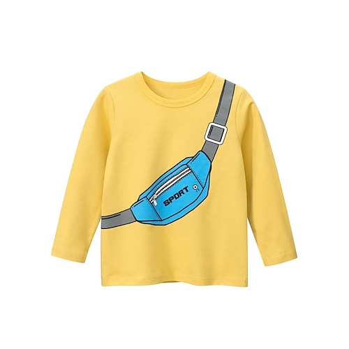 

Toddler Boys T shirt Tee Cartoon Letter Long Sleeve Cotton Children Top Outdoor Fashion Cool Winter Fall Yellow 3-7 Years