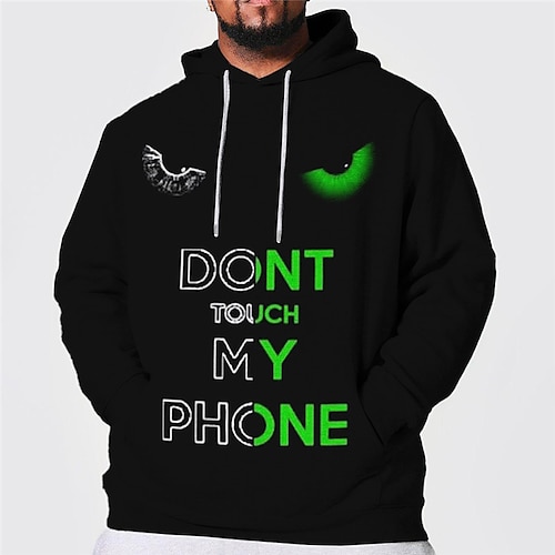 

Men's Plus Size Pullover Hoodie Sweatshirt Big and Tall Cartoon Hooded Long Sleeve Spring & Fall Basic Fashion Streetwear Comfortable Daily Wear Vacation Tops