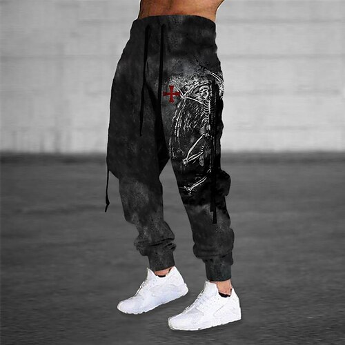 

Men's Sweatpants Joggers Trousers Drawstring Elastic Waist 3D Print Graphic Prints Comfort Breathable Sports Outdoor Casual Daily Cotton Blend Terry Streetwear Stylish Black Gray Micro-elastic