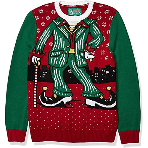 

Men's Sweater Ugly Christmas Sweater Pullover Sweater Jumper Ribbed Knit Cropped Knitted Christmas Pattern Turtleneck Keep Warm Modern Contemporary Christmas Work Clothing Apparel Fall & Winter Green