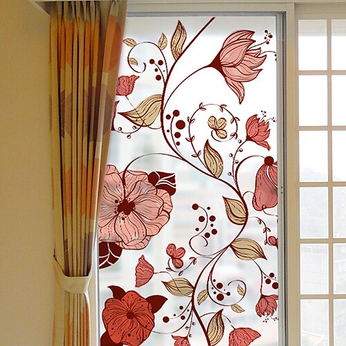 

Flowers Pattern Window Film Home Bedroom Bathroom Glass Window Film Stickers Self Adhesive Sticker 116 x 60CM Wall Stickers for Bedroom Living Room