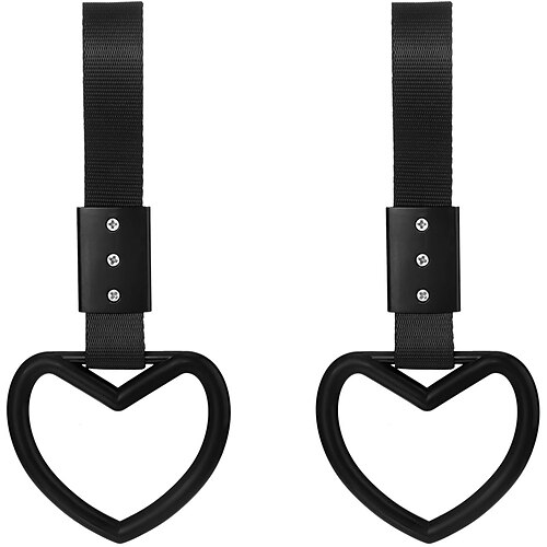 

2 Pieces Rings Heart shaped Car Handle Straps Drift Charm Rear Bumper Warning Ring Decor Subway Bus Broken Heart Handle for Car Interior