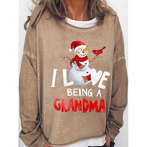 

Women's Sweatshirt Pullover Basic Light Blue claret Olive Green Snowman Christmas Round Neck Long Sleeve S M L XL 2XL 3XL