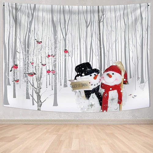 

Christmas Santa Claus Holiday Party Wall Tapestry Art Decor Blanket Curtain Picnic Tablecloth Hanging Home Bedroom Living Room Dorm Decoration Snowman Gift Polyester