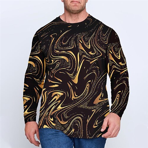 

Men's Plus Size T shirt Tee Big and Tall Graphic Crew Neck Long Sleeve Spring & Fall Basic Fashion Streetwear Comfortable Casual Sports Tops