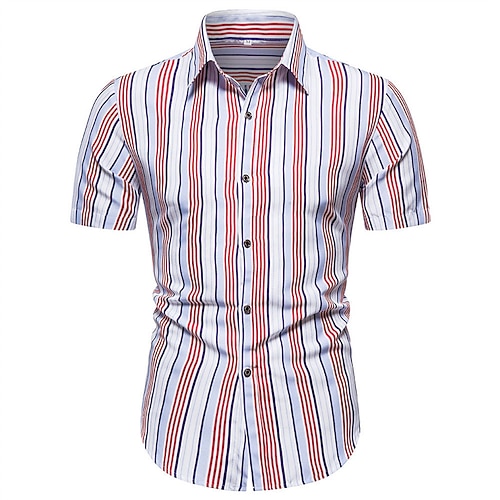 

Men's Summer Shirt Designer Shirt Striped Graphic Prints Turndown Blue Pink Yellow Outdoor Daily Short Sleeve Button-Down Clothing Apparel Streetwear Designer Simple Casual