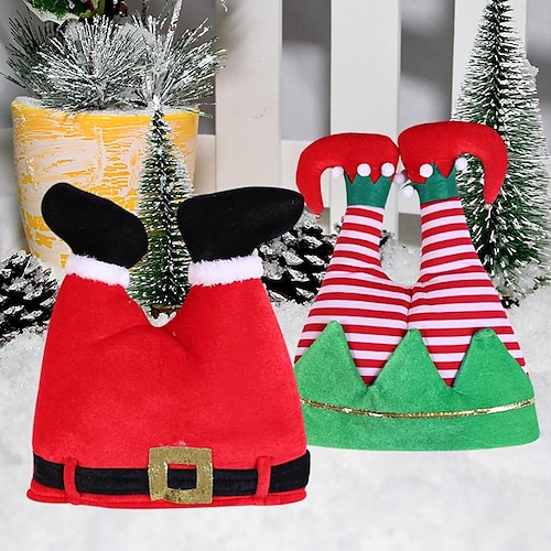 

Christmas Hat Santa Hat Plush Ornament Christmas Decoration For Funny Clown Cap Costume Dress Up Party New Year Xmas Props Decor