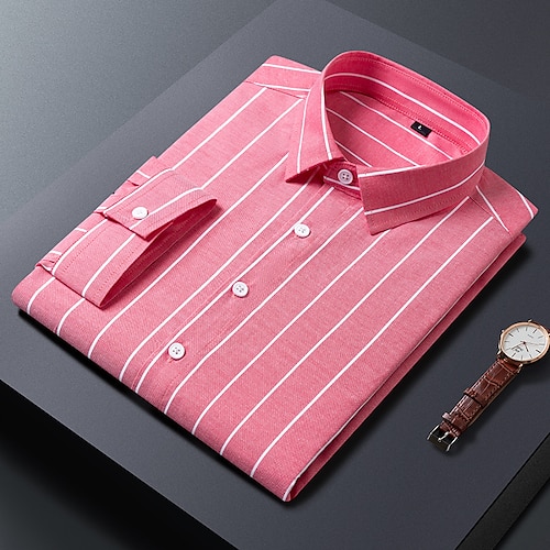

Men's Shirt Dress Shirt Striped Turndown Blue Red Gray White Black Casual Daily 3/4 Length Sleeve Button-Down Clothing Apparel Fashion Business Gentleman
