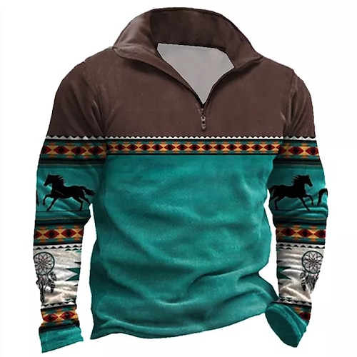 

Per uomo Felpa con zip Maglione Felpa con cerniera a un quarto Verde Viola Rosso Azzurro Grigio mezza cerniera Color Block Cavallo Stampe astratte Cerniera Stampa Giornaliero Sport Stampa 3D