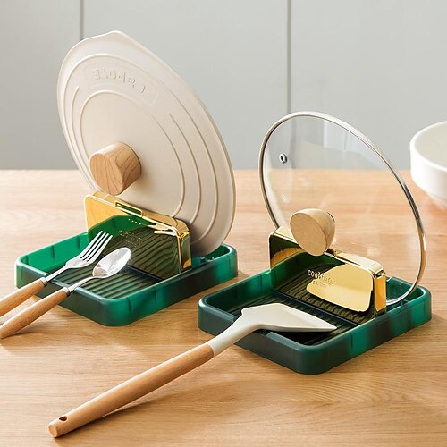 

Spoon Rest Kitchen Utensil Holder Cutting Board Organizer Foldable Pot Lid Spoon Holder