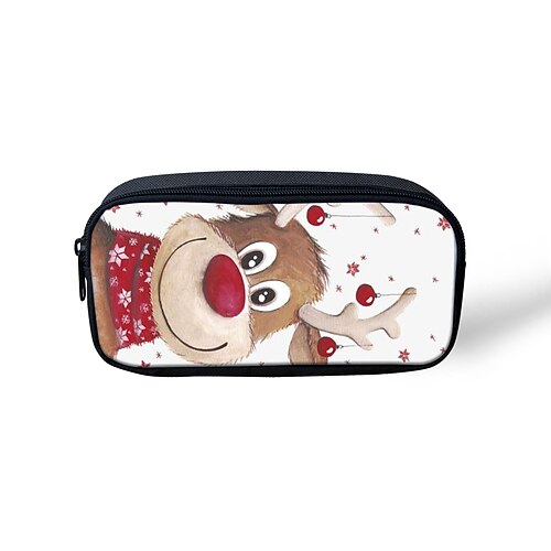 

Unisex Pencil Cases Polyester Zipper Cartoon Cat Floral Print Daily Office & Career Red