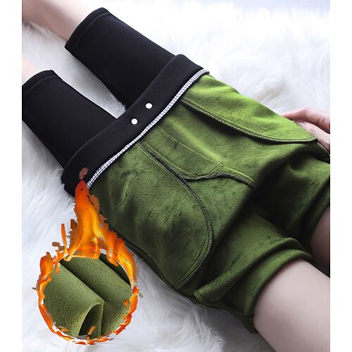 

Women's Fleece Pants Pants Trousers Cotton Blend Fleece lined Black High Waist Casual Office Vacation Side Pockets High Elasticity Full Length Thermal Warm Solid Colored S M L XL 2XL
