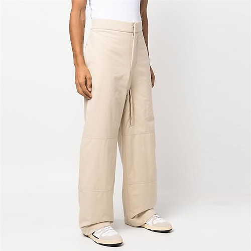 

Men's Culottes Wide Leg Trousers Pocket Straight Leg Solid Color Comfort Breathable Casual Daily Streetwear Cotton Blend Sports Fashion Khaki Micro-elastic