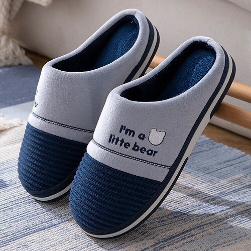 

Hombre Unisexo Zapatillas y flip-flops Pantuflas Calientes Pantuflas de lana Casual Hogar Terciopelo Tela Elástica Templado Azul Café Gris Bloque de color Invierno Otoño