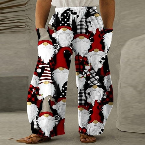 

Women's Plus Size Christmas Chinos Pants Trousers Pocket Print Santa Claus Casual Casual High Full Length Winter Fall Green Black L XL XXL 3XL 4XL