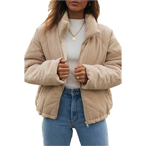 

Women's Winter Jacket Winter Coat Parka Warm Breathable Outdoor Daily Wear Vacation Going out Pocket Zipper Turndown Casual Lady Comfortable Solid Color Regular Fit Outerwear Long Sleeve Winter Fall