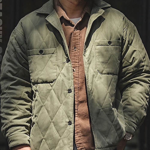 

Men's Puffer Jacket Quilted Jacket Outdoor Casual Date Casual Daily Office & Career Solid / Plain Color Outerwear Clothing Apparel Green Blue