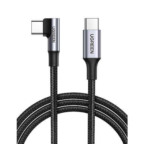 

UGREEN 100W USB C to USB C Cable - Right Angle USB C Fast Charge Cable 5A Nylon Braid Compatible with MacBook Pro Air iPad Pro Chromebook Samsung Galaxy Dell XPS Pixel LG