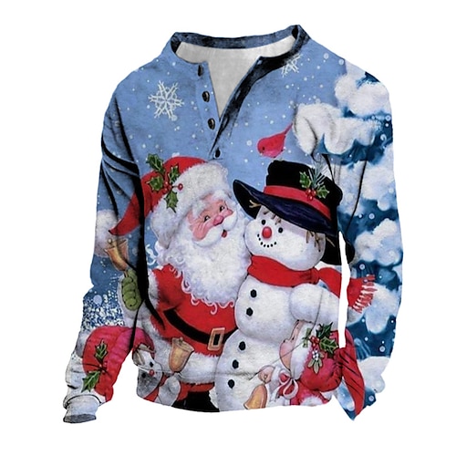 

Kids Boys Ugly Christmas Sweatshirt Pullover Santa Claus Snowman Long Sleeve Button Children Top Casual Sweatshirt Pullover Cute Blue Royal Blue Winter 7-13 Years