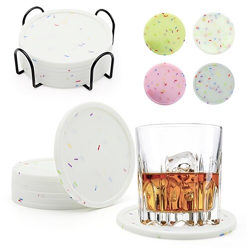 

Silicone Coaster 10cm Round Candy Color Soft Rubber Coaster Amazon Thickened Coaster Set Assembly Bracket Base