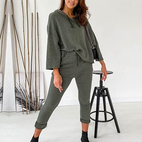 

Women's Bow Solid / Plain Color Basic Hooded Standard Fall Dark Green