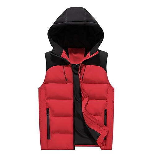 

Men's Puffer Vest Outdoor Casual / Daily Vacation Going out To-Go Color Block Outerwear Clothing Apparel Black Red