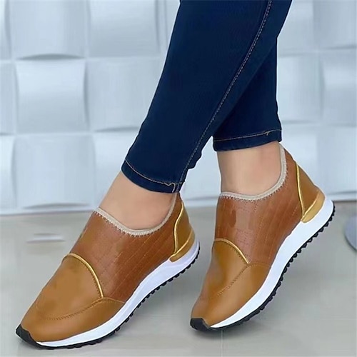 

Women's Slip-Ons Outdoor Home Work Plus Size Summer Flat Heel Round Toe Casual Minimalism Walking Shoes Microfiber Loafer Color Block Black Light Brown Apricot