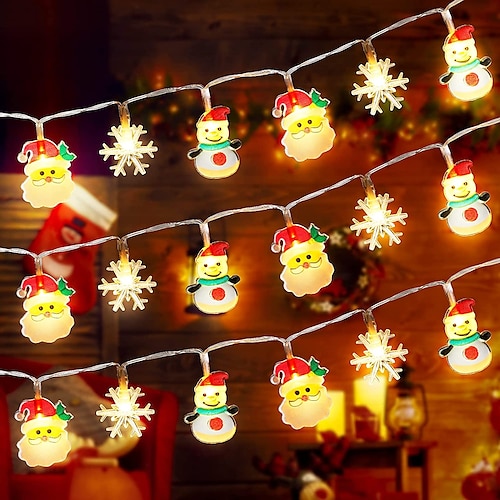 

Christmas Snowman String Lights Snowflakes Fairy Lights 3m-20LED 6m-40LED USB / Battery Powered Santa Claus Wreath Lights New Year Holiday Party Garden Decoration Tree Hanging Light