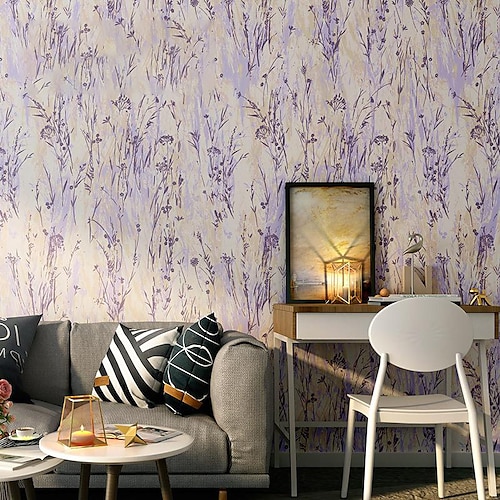 

Floral/Plants Wallpaper Pastoral Style Peel and Stick Wallpaper Removable Pvc/Vinyl Self Adhesive 53x1000cm/20.87x393.7inch for Living Room/Bedroom