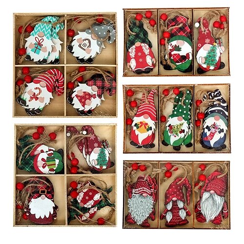 

9pcs Cristmas Gnomes Wooden Pendants Christmas Decorations For Home Xmas Tree Christmas Ornaments Navidad Decor New Year Gift