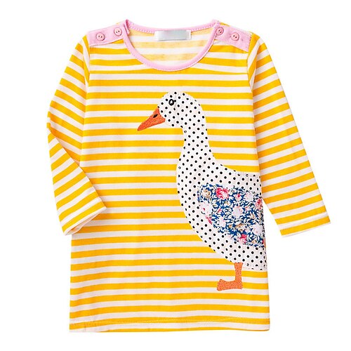 

Kids Girls' Dress Animal A Line Dress Dress School Crewneck Cotton Long Sleeve Cute Dress 3-7 Years Fall Yellow / Spring