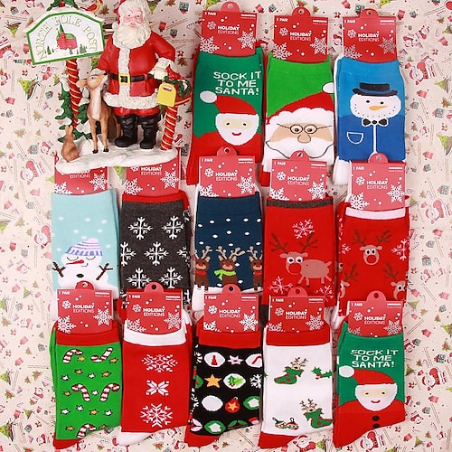 

Men's Women's Crew Socks Party Christmas Multi Color Spandex Nylon Cotton Casual Classic Warm Cute 1 Pair