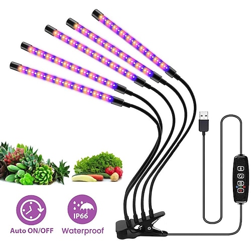 

5 Heads Seedling Grow Light 105 LED Phyto Lamp 9 Stages 3 Modle Plant Grow Lamp Full Spectrum Growing Lamp Including Adapter for Home Indoor Plants Flowers Grow Tent Horticultural