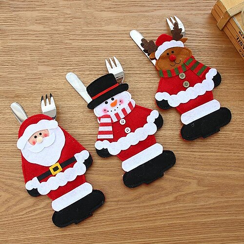 

juego de cubiertos de navidad suministros de navidad bolsa de cubiertos juego de cubiertos de santa claus suministros de decoración de navidad