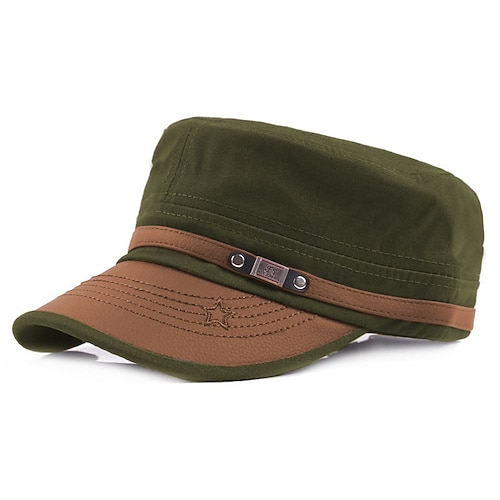 

Men's Military Cap Cadet Hat Black Army Green Cotton Pure Color Daily Stylish Street Dailywear Color Block Portable