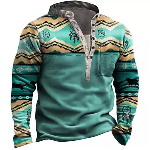 

Men's Sweatshirt Pullover Green Blue Purple Red Light Blue Standing Collar Graphic Prints Zipper Print Daily Sports Holiday 3D Print Basic Boho Streetwear Spring & Fall Clothing Apparel Hoodies